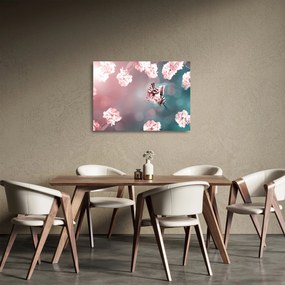 Kép - pillangó a virágok között (üvegen) (70x50 cm)