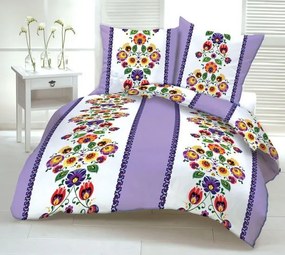 FOLK PURPLE krepp ágynemű DeLuxe Ágynemű mérete: 140x200 cm, A csomag tartalma: Készletcsomagolás