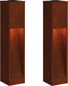 vidaXL Napelemes LED Útjelző Lámpa 2 pcs Bronz Időjárásálló acél