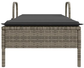 szürke polyrattan napozóágy kerekekkel és párnával