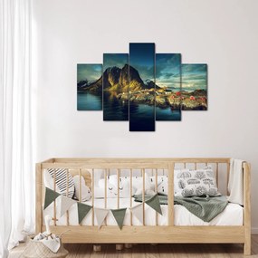 Egy halászati falu képe Norvégiában (150x105 cm)