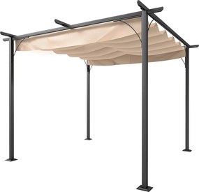 Outsunny Vízálló Pergola 3 x 3 m Teraszfedél Dönthető Tetővel, UV Védelemmel a Kertben - Bézs | Aosom