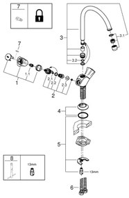 GROHE 31831001 - COSTA L mosogató csaptelep, fényes króm
