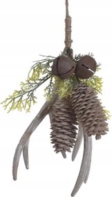 Dekoráció szarvakkal és tobozokkal 33 cm Karácsonyi dekoráció Xmas