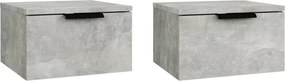 vidaXL 2 db betonszürke falra szerelhető éjjeliszekrény 34x30x20 cm