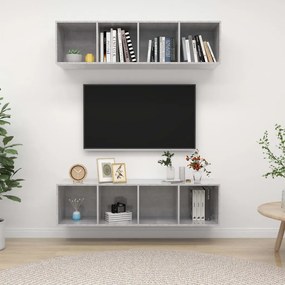 2 db betonszürke szerelt fa falra szerelhető TV-szekrény