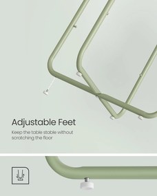 Kis kerek oldalsó kisasztal, modern éjjeliszekrény szövetkosárral, éjjeliszekrény nappali hálószobába, babérzöld és krémfehér színben