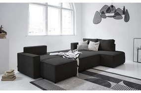 Antracitszürke kordbársony kinyitható sarokkanapé (jobb oldali-U alakú) Brave Dave – Miuform