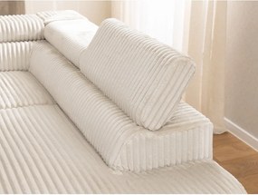 Krémszínű kordbársony sarokkanapé (jobb oldali-L alakú) Marbeya – Ropez