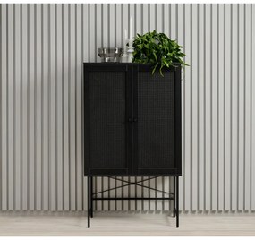 Fekete szekrény tölgyfa dekorral 80x135 cm Pensacola – Unique Furniture