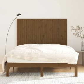 mézbarna tömör fenyőfa fali fejtámla 159,5x3x110 cm