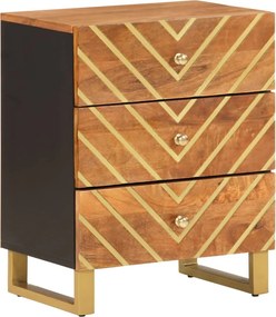 vidaXL barna és fekete tömör mangófa éjjeliszekrény 50x33x60 cm