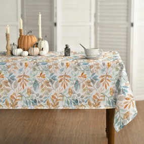 Horaldaily Kék és Narancssárga Levelek Mintás Abrosz 130 cm x 220 cm