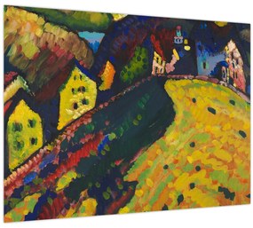 Üveg kép - Vasily Kandinsky, Houses at Murnau, reprodukciók (70x50 cm)