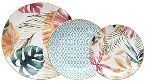 Trópusi mintás 18 részes porcelán étkészlet Tognana Tropical Rosè