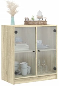 vidaXL sonoma tölgy színű kisszekrény üvegajtókkal 68 x 37 x 75,5 cm