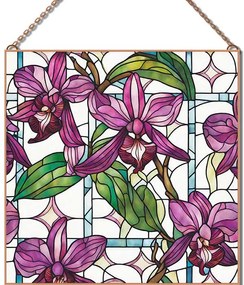 Stained-Glass-Orchid-2 üvegkép, falikép