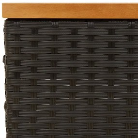 fekete polyrattan és akácfa napernyőtalp-burkolat 70x70x25 cm