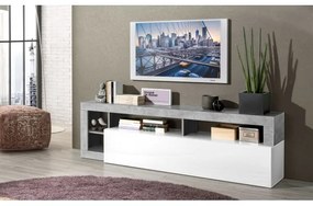 LENOR TV-állvány, fehér/szürke betonhatású