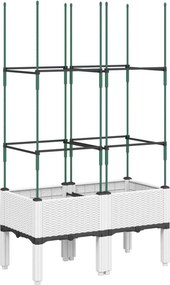 vidaXL fehér polipropilén rácsos kerti ültetőláda 80 x 40 x 142,5 cm