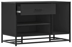 Cipőpad Fekete 80x40x53,5 cm Fából és fémből készült pad