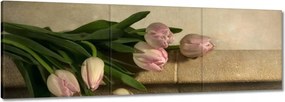 Vászonkép 60x20 Rózsaszín tulipán csokor