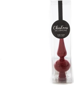 Piros üveg csúcsdísz karácsonyfa tetejére 25 cm