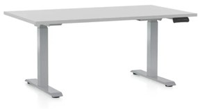 OfficeTech D állítható magasságú asztal, 140 x 80 cm, szürke alap, világosszürke