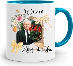 Kék Vicces Bögre Jaroslaw Kaczynski fényképes nyomattal