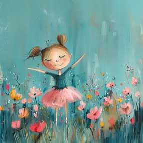 Canvas Vászonkép Gyerek Lány Öröm Virágok Tavasz 80x80