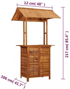 tömör akácfa kültéri bárasztal tetővel 113x106x217 cm