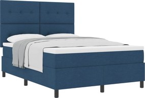 vidaXL Boxrugós ágy matracmal fejtámlával Kék 140 x 190 cm szövet