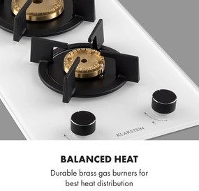 Klarstein Goldflame Domino, gáztűzhely, 2 sárgaréz égő, üvegkerámia