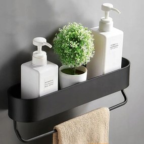 Zuhanypolc Fúrás Nélkül matt fekete+ragasztó