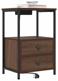vidaXL Éjjeliszekrény fiókkal Barna Tölgy 40 x 31 x 60 cm Faanyag