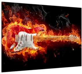 Kép - Gitár a lángokban (üvegen) (70x50 cm)