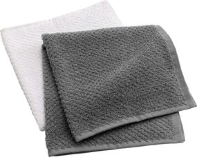 Fehér-szürke frottír pamut törölköző szett 2 db-os 50x50 cm Gourmet – douceur d'intérieur