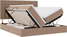 vidaXL Ágy tárolóval és matraccal matracmal Kávé 180 x 200 cm Műbőr
