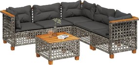 vidaXL 6 részes szürke polyrattan kerti ülőgarnitúra párnákkal