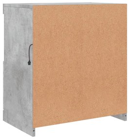 betonszürke tálalószekrény LED-világítással 60 x 37 x 67 cm
