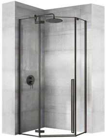 Rea - DIAMOND BLACK ötszögletű zuhanykabin 100 x 100 cm, matt fekete, átlátszó üveg, REA-K5623