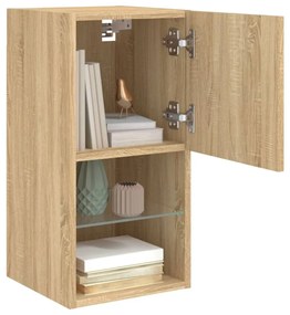 2 db sonoma tölgy színű TV-szekrény LED-lámpákkal 30,5x30x60 cm