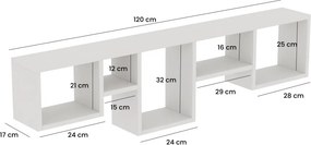 Amanos fali polc, fehér, 120 cm