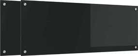 vidaXL Konyhai splashback 2 pcs Fekete 110 x 40 cm edzett üveg