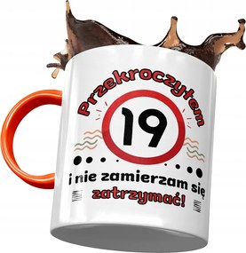 Narancssárga bögre Születésnapra 19 19. 19. Nyomtatott fényképpel