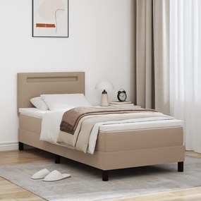 Boxspring Ágy Matraccal, Kávébarna, 100 x 200 cm, Műbőr