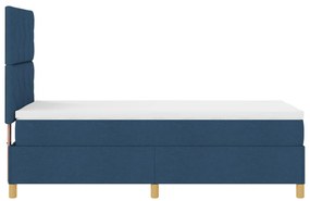 Box Spring Ágy Matraccal &amp; LED Kék 90x190 cm Szövet