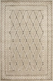 Rombusz Szőnyeg Bézs Krém Geometrikus Barna Puha Gyapjú Fashion 133x190 cm