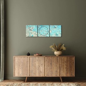 Kép - Tengerparti hangulat türkiz árnyalatokban (órával) (90x30 cm)