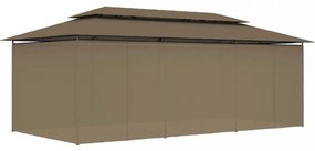 vidaXL tópszínű pavilon függönyökkel 600 x 298 x 270 cm 180 g/m²